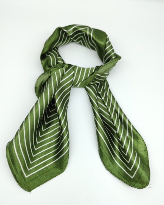 Army green retro small silk scarf